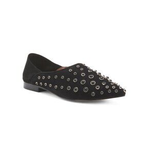 BIBI LOU Black Suede Studded Flats